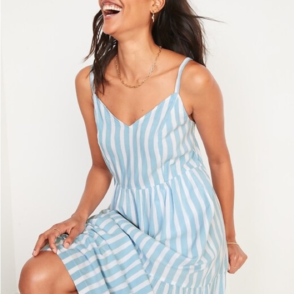 Old Navy Light Blue and White Striped Dress